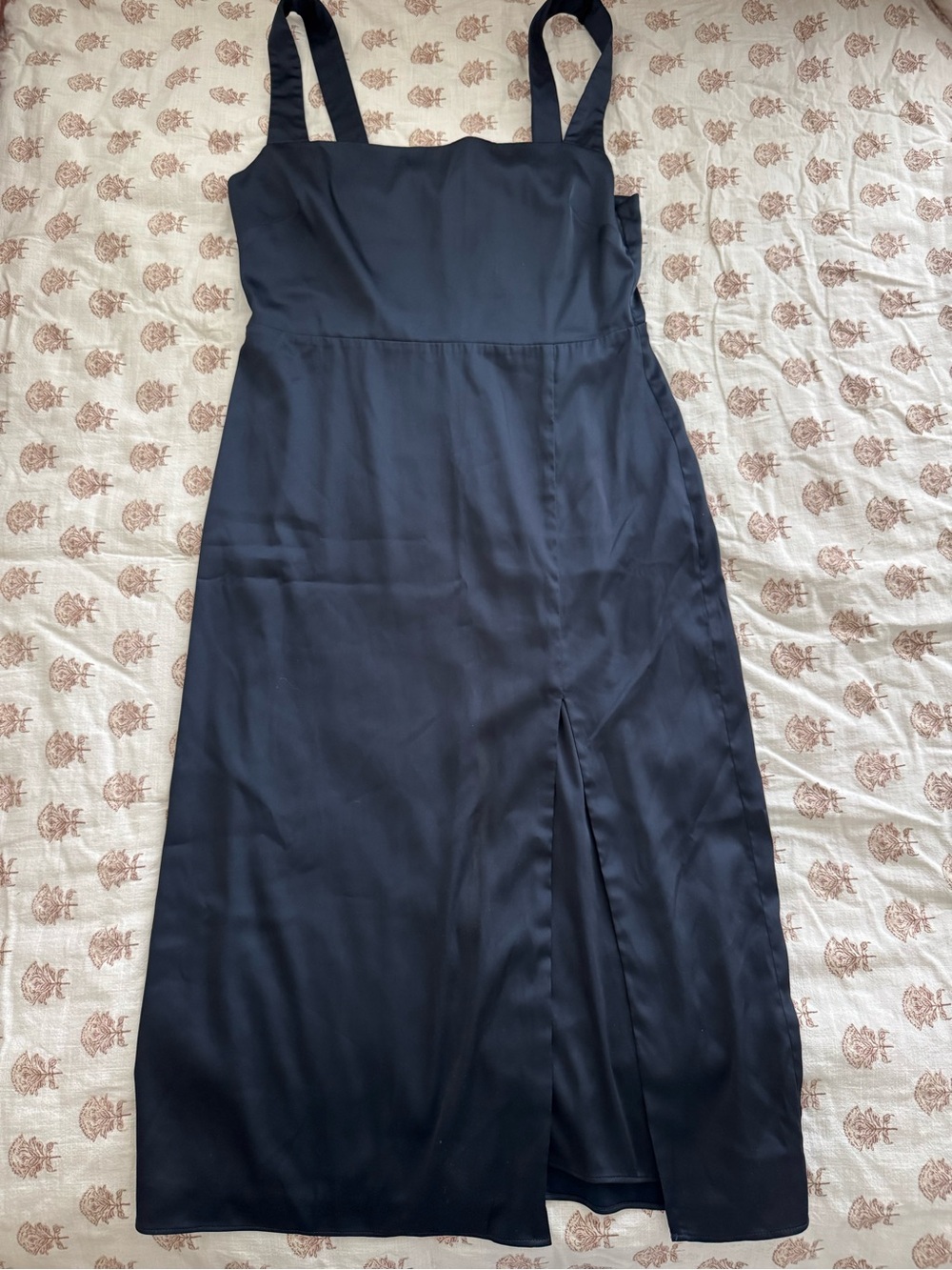 Babaton Aritzia Size 10 Classic Navy Square-Neck Midi Dress with Front Slit